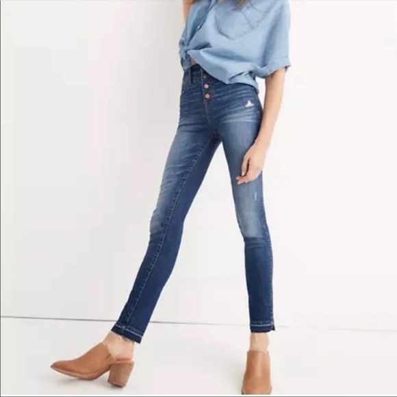 Madewell 10 in High Rise Skinny Button Fly Denim Jeans - Picture 1 of 12